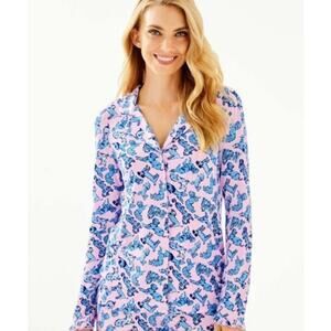 LILLY PULITZER PJ Button Front Knit Ruffle Top